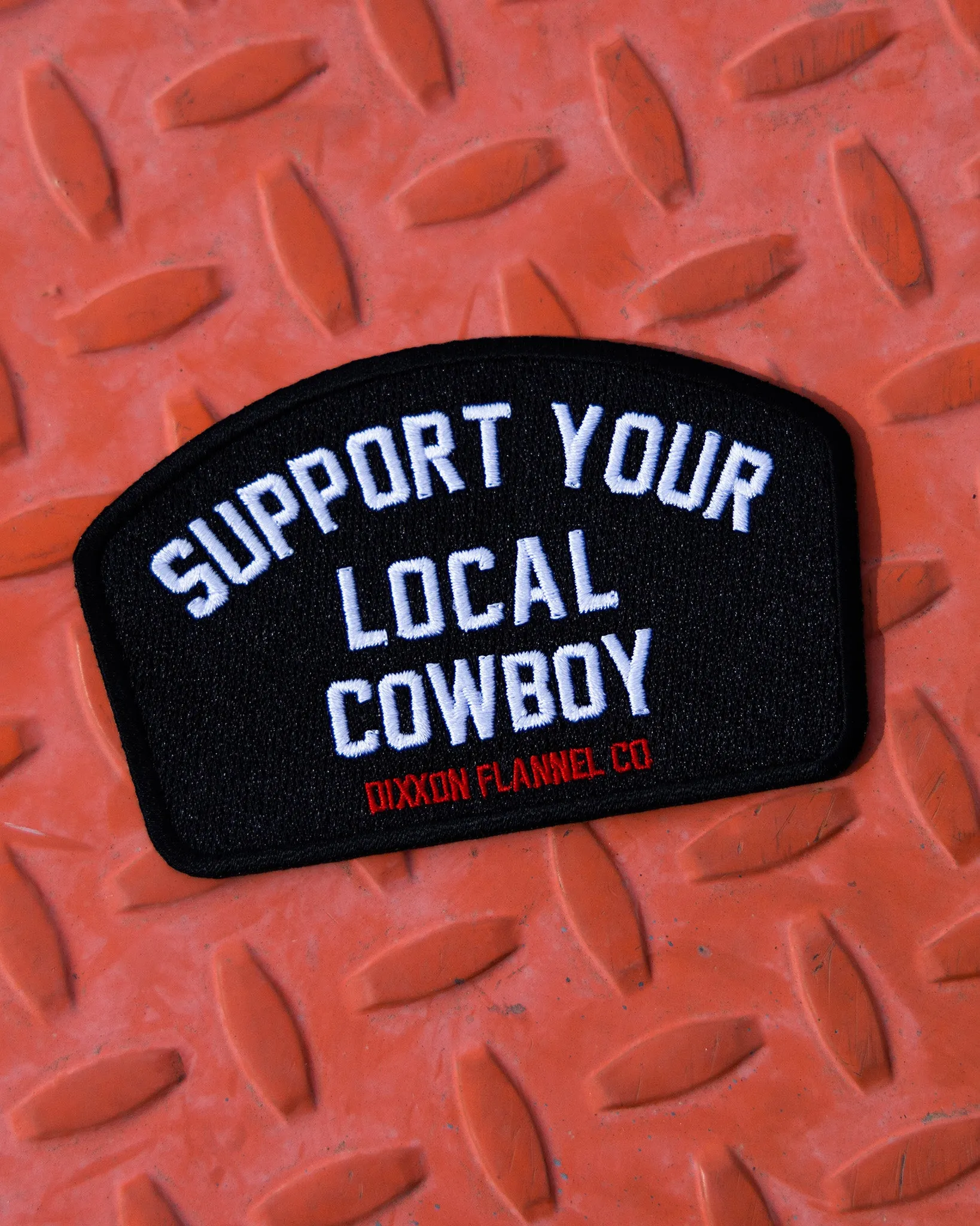 Support Your Local Cowboy Iron-On Patch sold by Dixxon