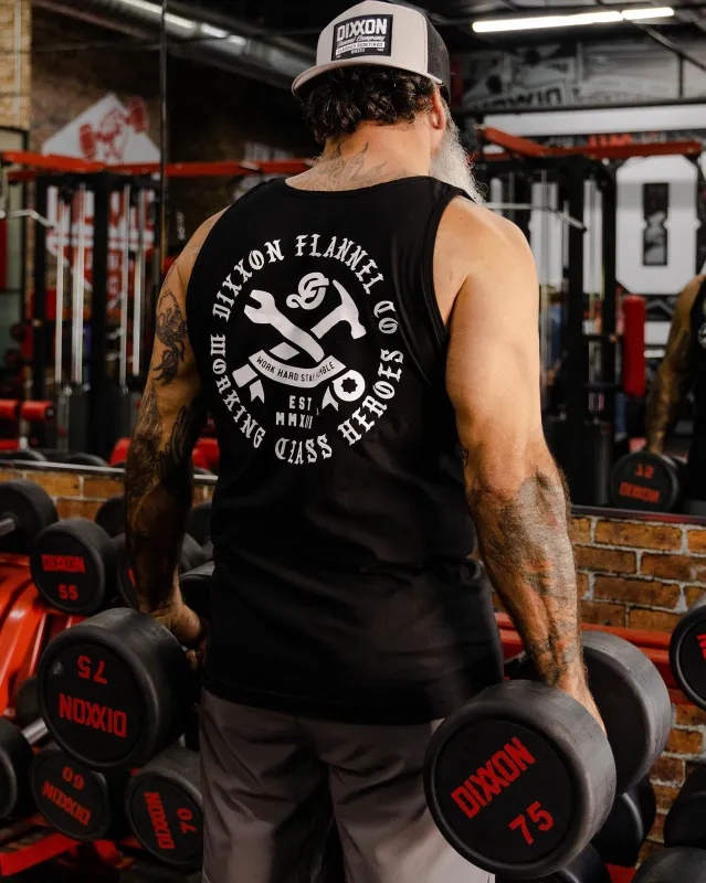 White Working Class Badge Tank - Black sold by Dixxon
