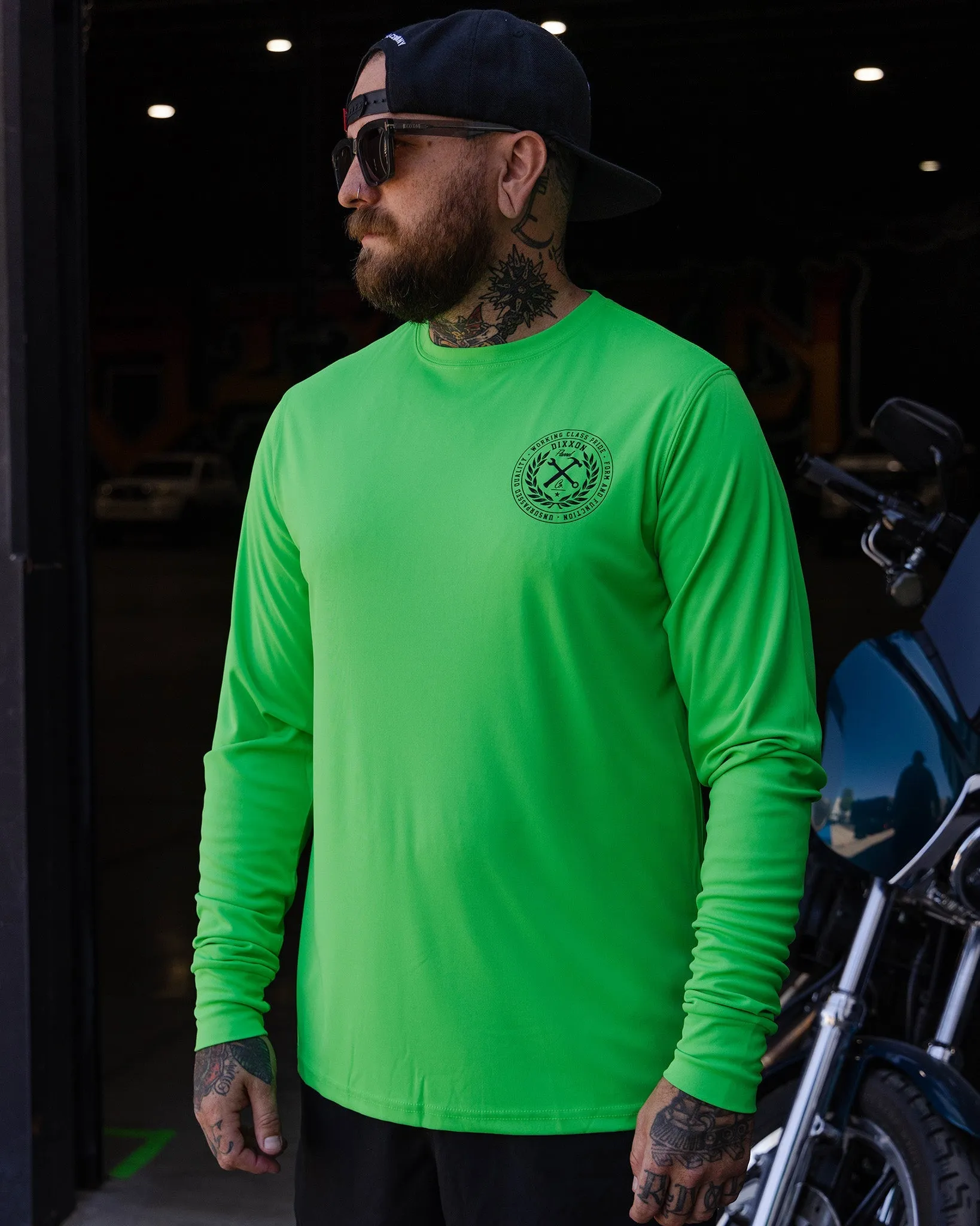 Black Crested UV Long Sleeve T-Shirt - Safety Green sold by Dixxon product image thumbnail 2