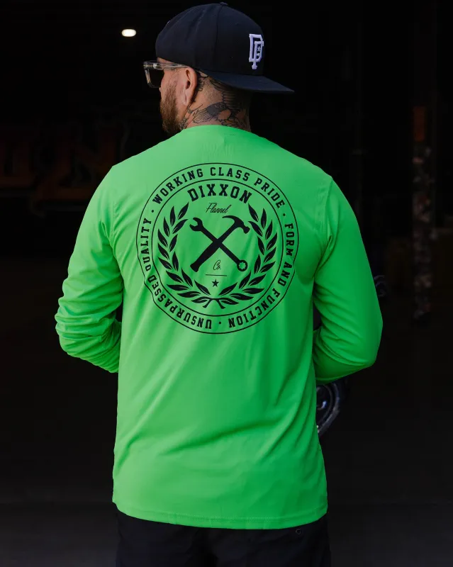 Black Crested UV Long Sleeve T-Shirt - Safety Green sold by Dixxon