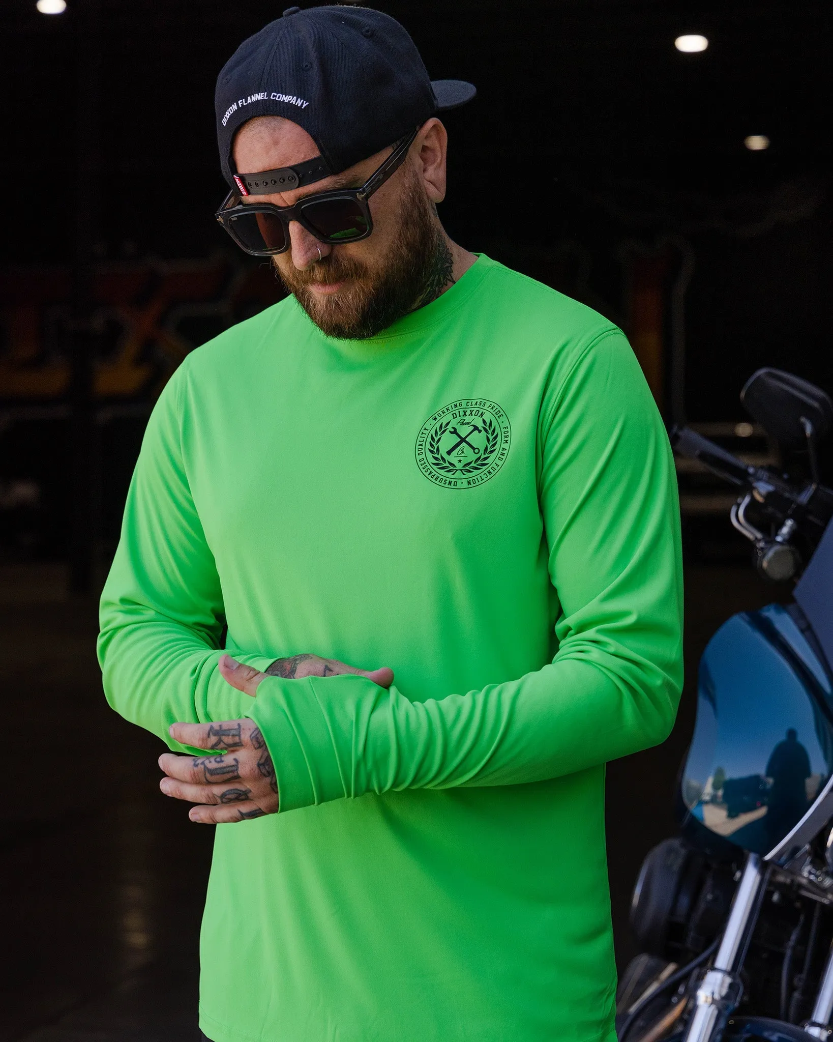 Black Crested UV Long Sleeve T-Shirt - Safety Green sold by Dixxon product image thumbnail 3