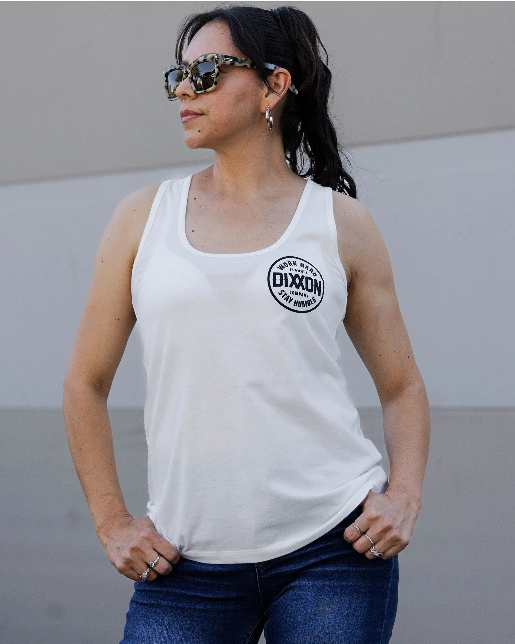 Women's Black Nuevo Corpo Flowy Tank - White sold by Dixxon product image thumbnail 2
