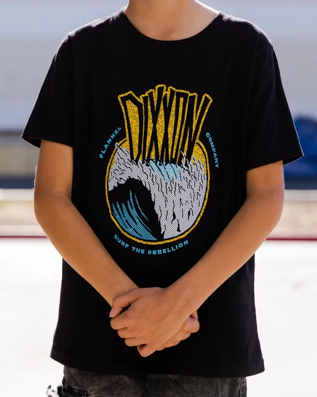 Youth Gray Big Wave T-Shirt - Black sold by Dixxon
