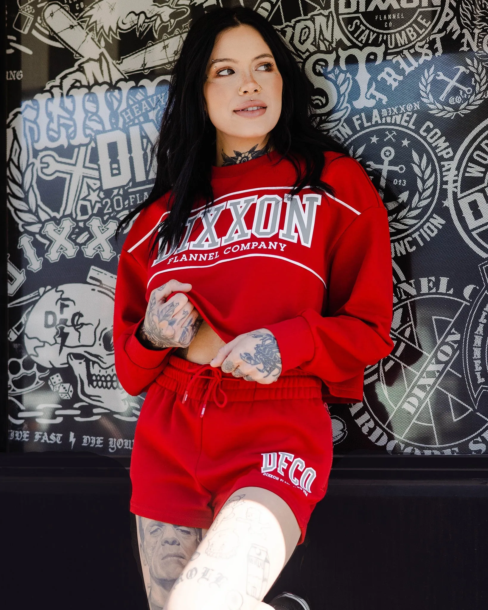 Women's DFCO Sweat Shorts - Red sold by Dixxon