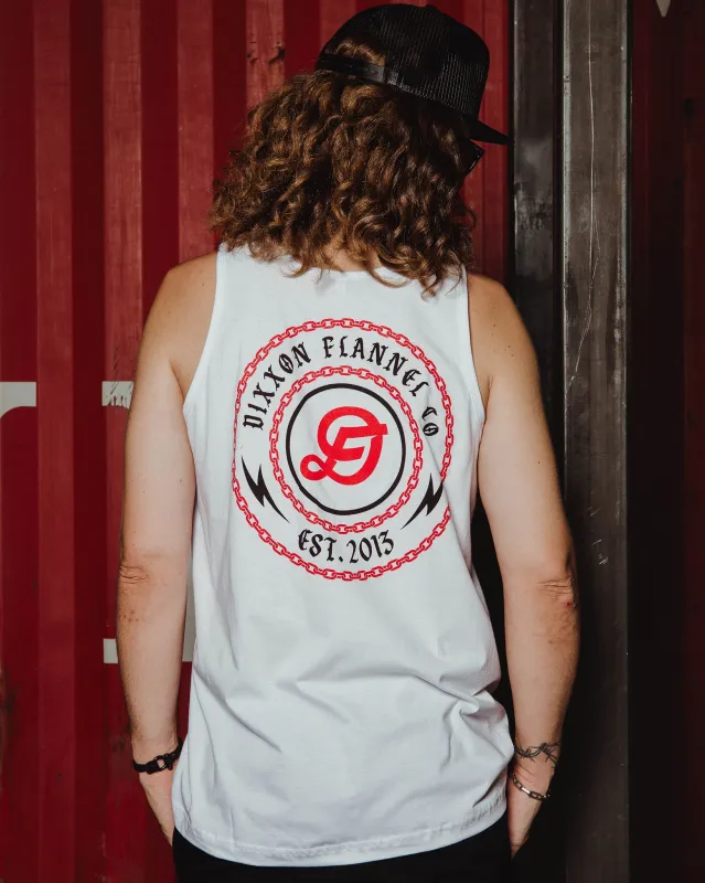 Red & Black Linked Tank - White sold by Dixxon