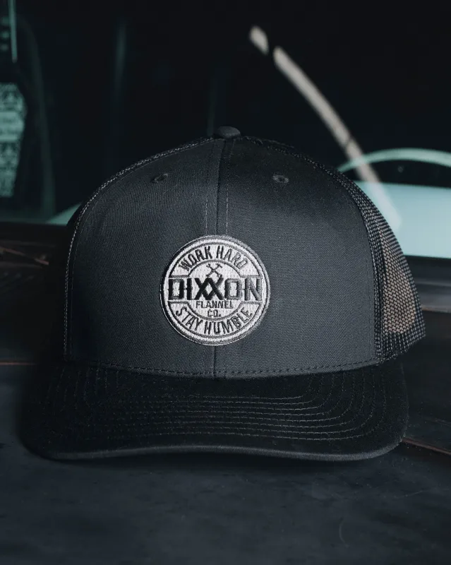 Corpo Curved Bill Trucker Snapback - Silver & Black sold by Dixxon