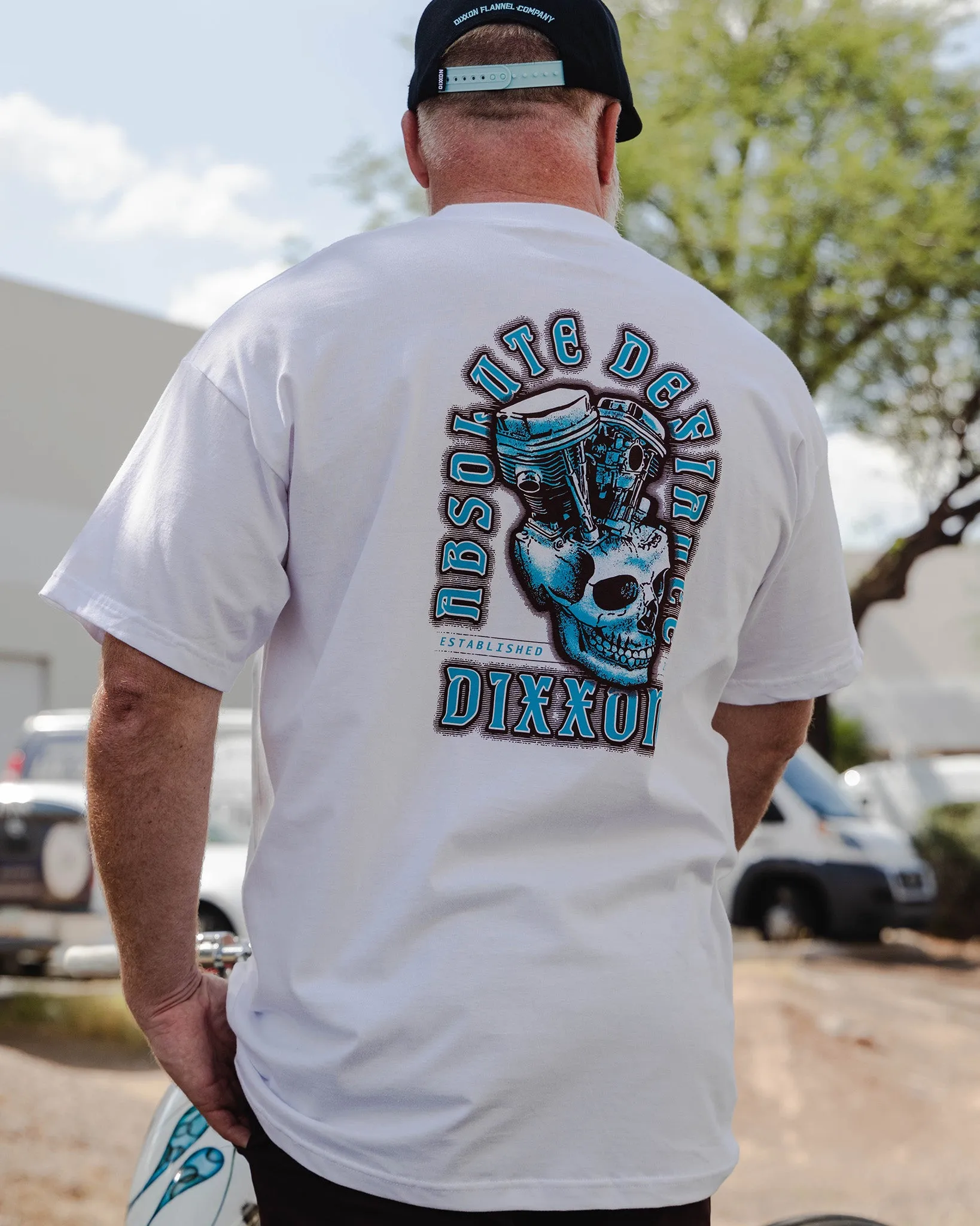 Turquoise Motor Head T-Shirt - White sold by Dixxon