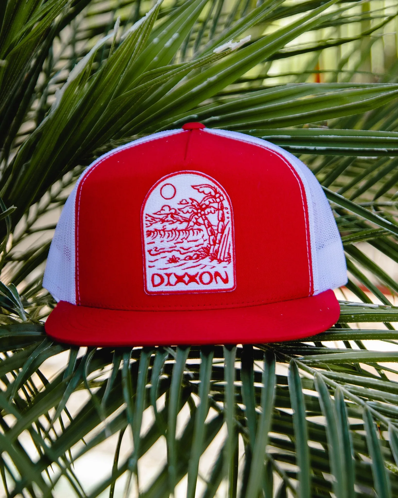 Seaside Flat Bill Trucker Snapback - Red & White sold by Dixxon product image thumbnail 2