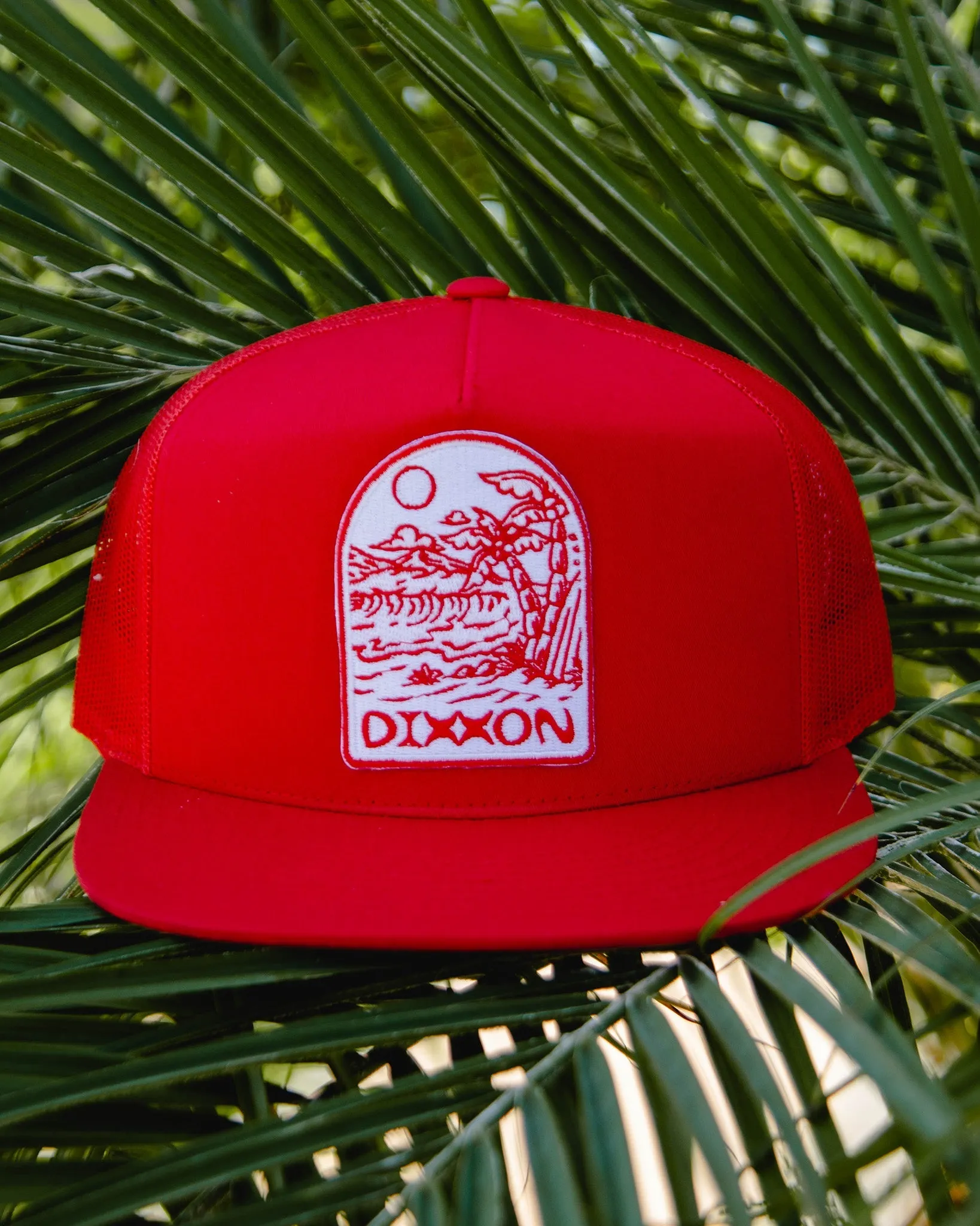 Seaside Flat Bill Trucker Snapback - Red & White sold by Dixxon product image thumbnail 3