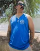 White Work Hard Badge Tank - Blue sold by Dixxon