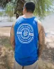 White Work Hard Badge Tank - Blue sold by Dixxon
