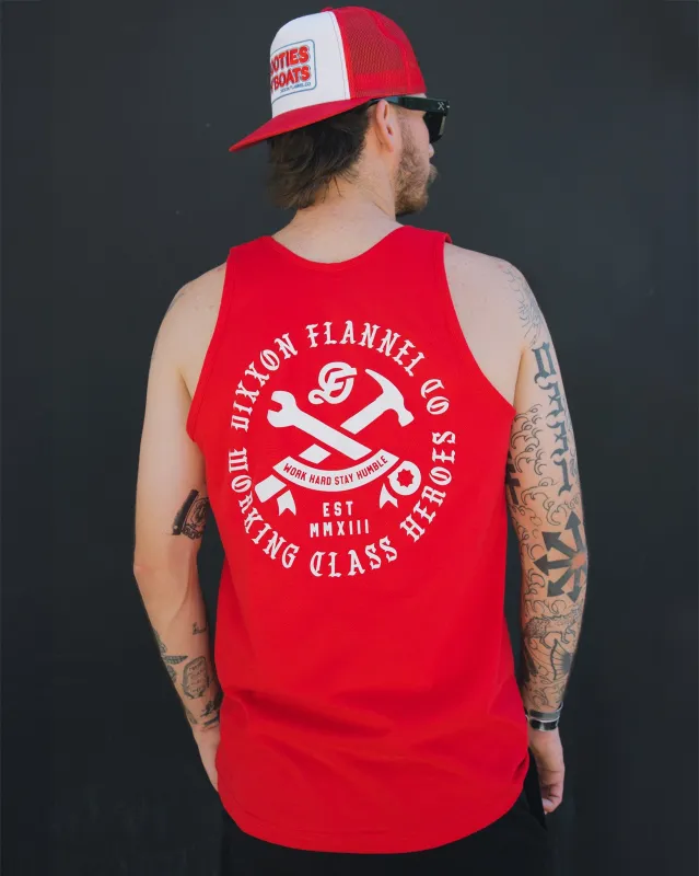 White Working Class Badge Tank - Red sold by Dixxon