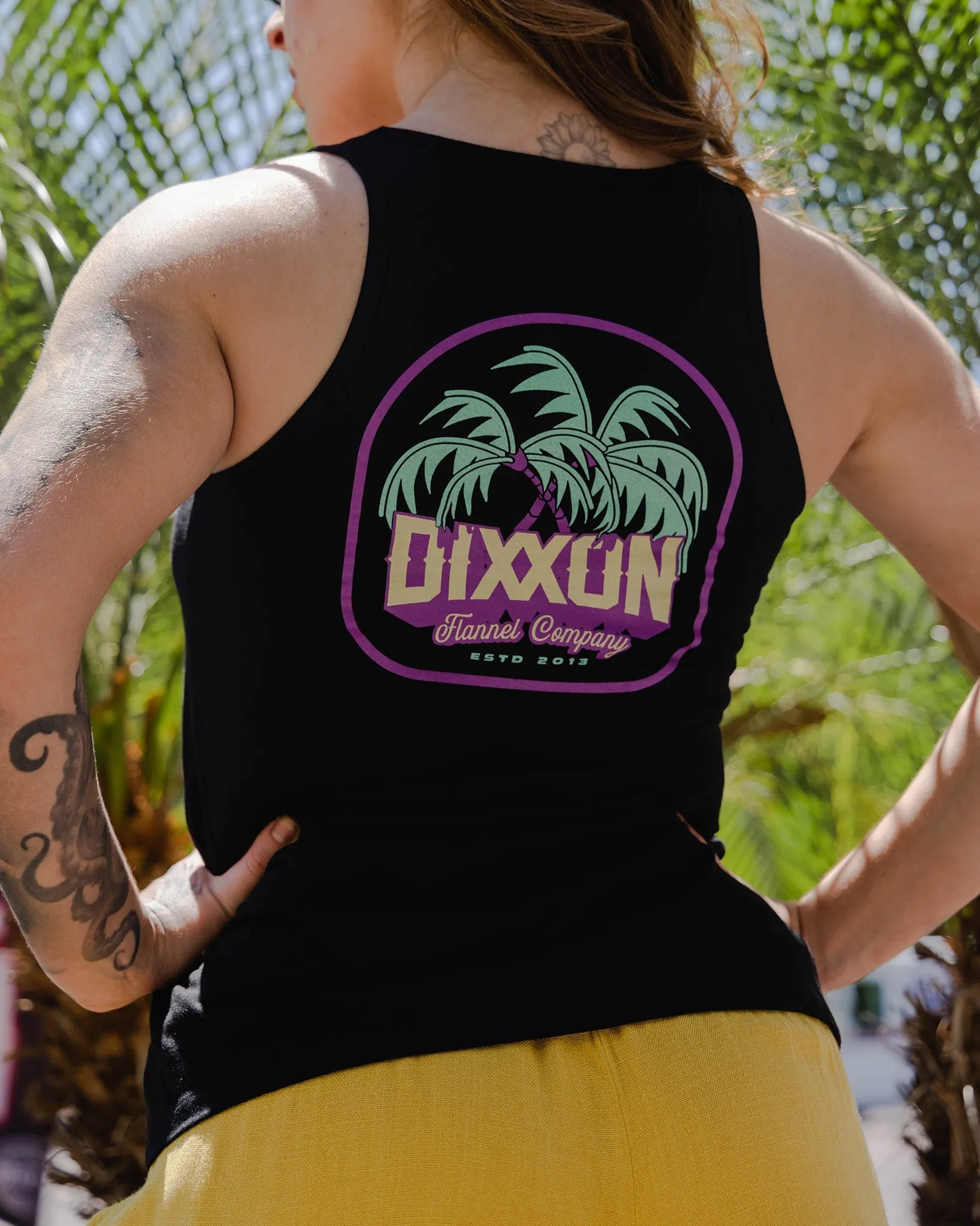Women's Pink Low Hanging Flowy Tank - Black sold by Dixxon