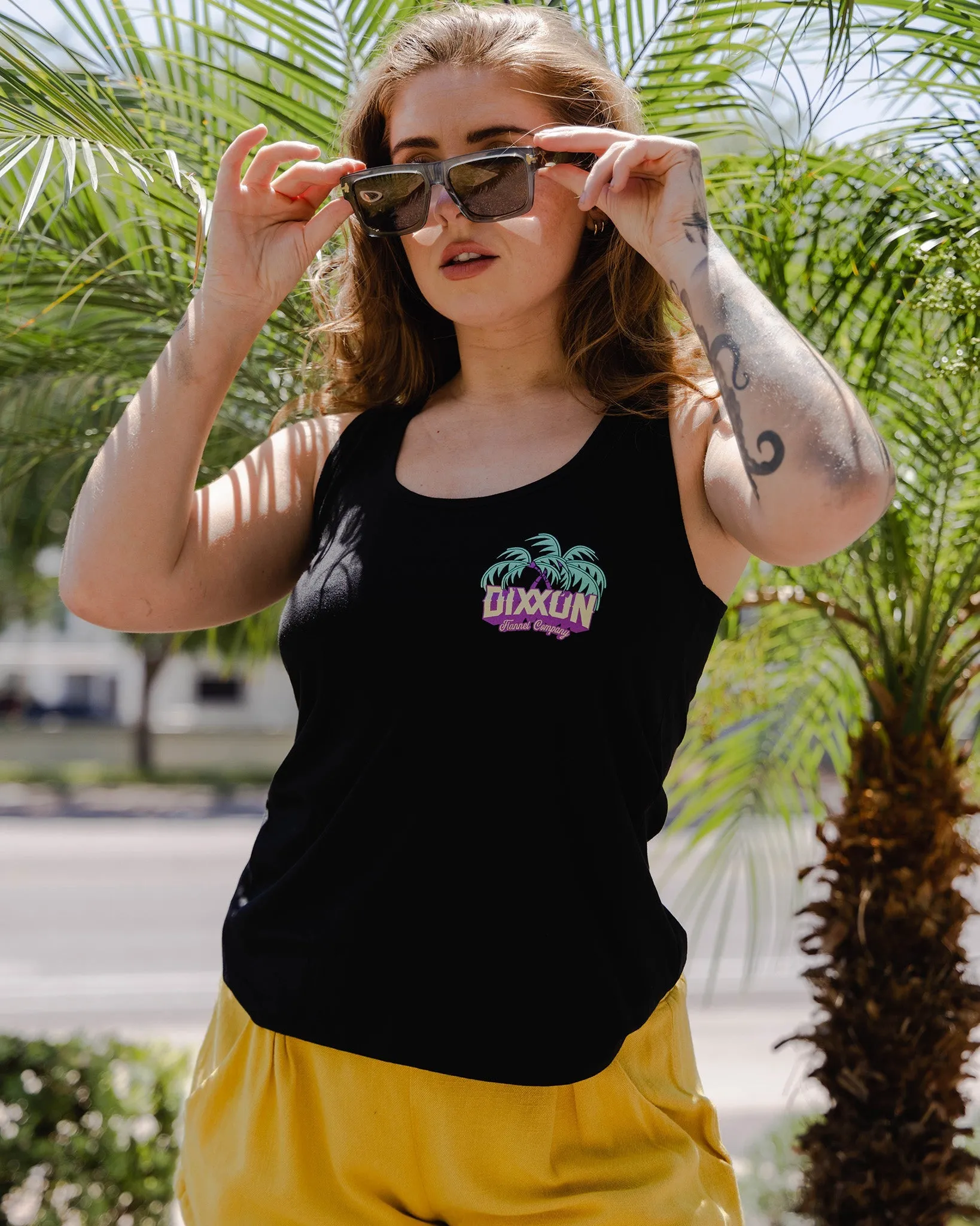 Women's Pink Low Hanging Flowy Tank - Black sold by Dixxon product image thumbnail 2
