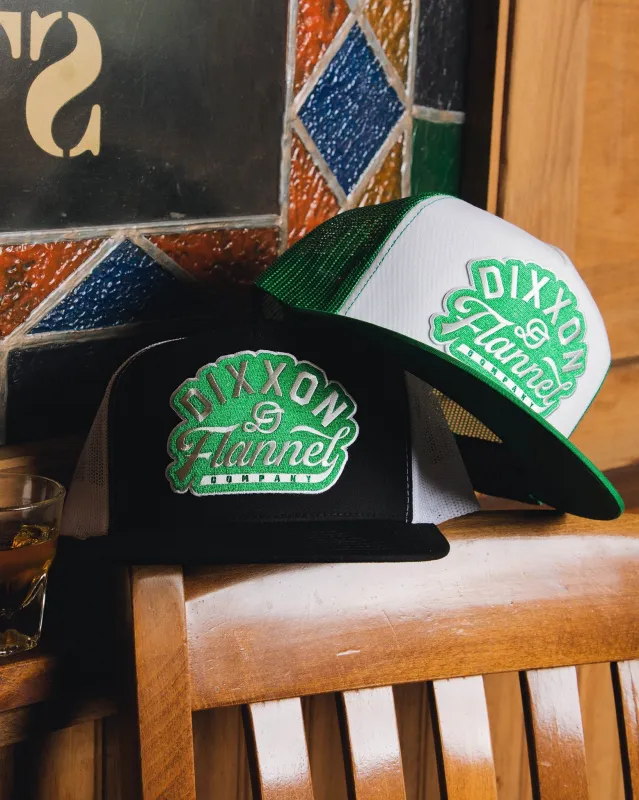 Green Pastime Flat Bill Trucker Snapback made by Dixxon