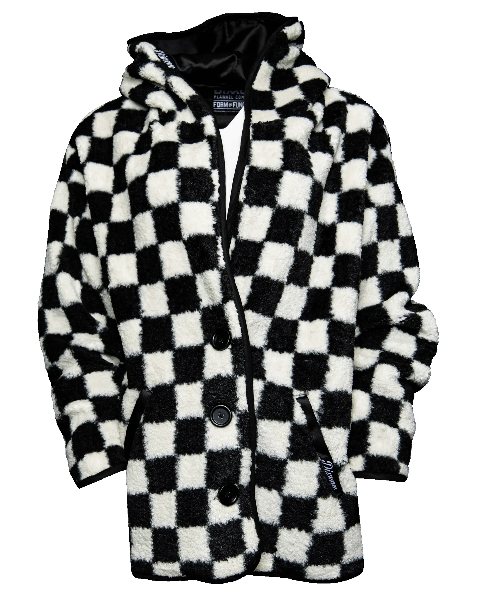 Women's Checkered Sherpa Cardigan - Black & White sold by Dixxon product image thumbnail 2