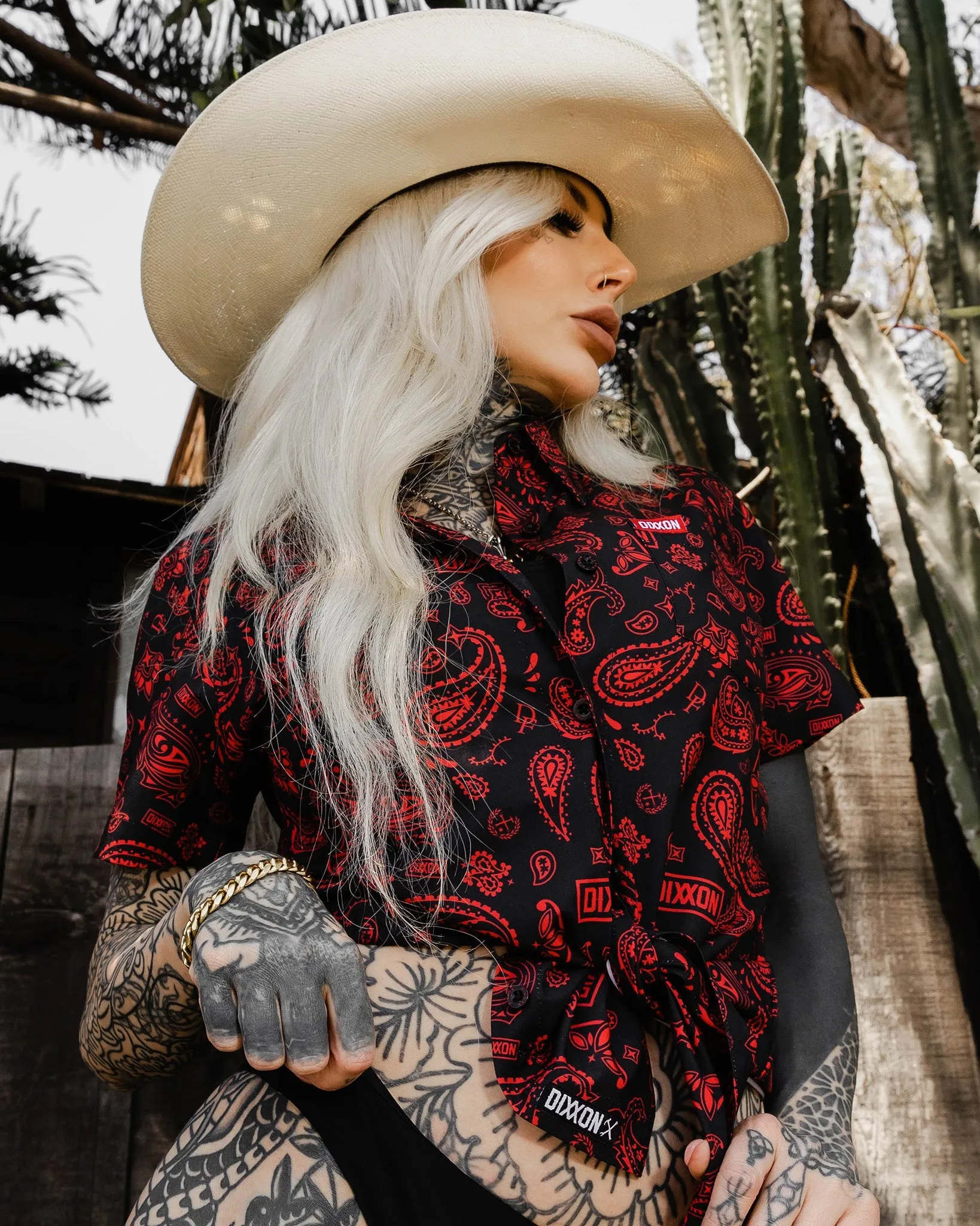 Women's Hankie Party Shirt - Black & Red sold by Dixxon product image thumbnail 3