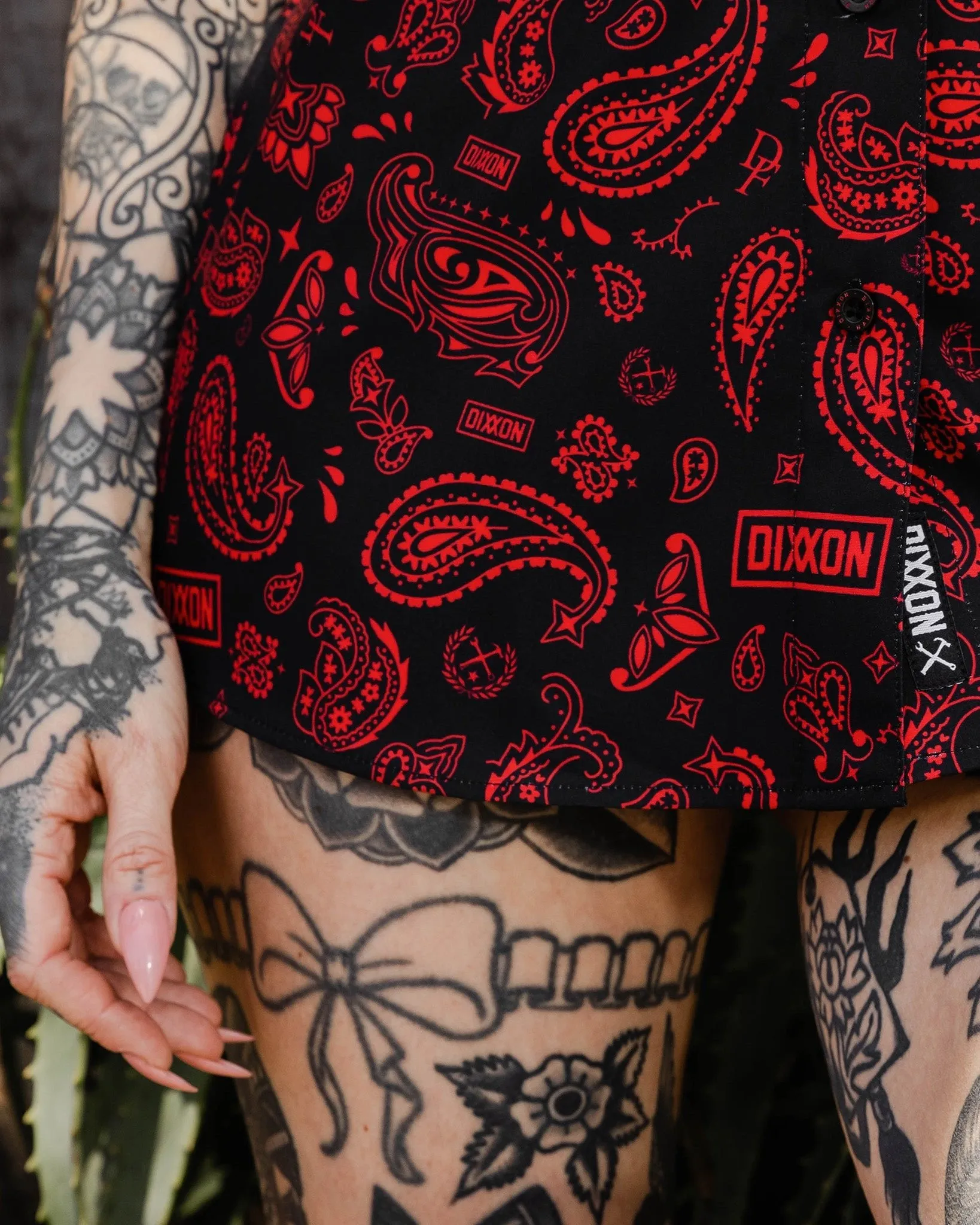 Women's Hankie Party Shirt - Black & Red sold by Dixxon product image thumbnail 4