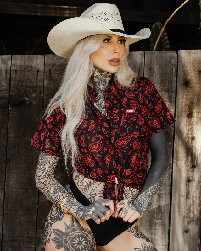 Women's Hankie Party Shirt - Black & Red made by Dixxon