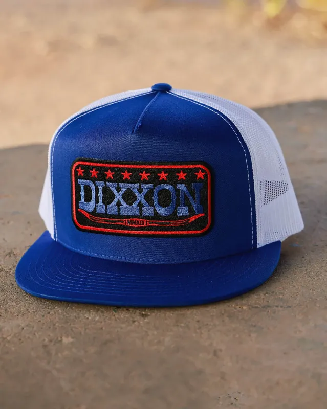 Longhorn Flat Bill Trucker Snapback - Red, Black, & Blue made by Dixxon