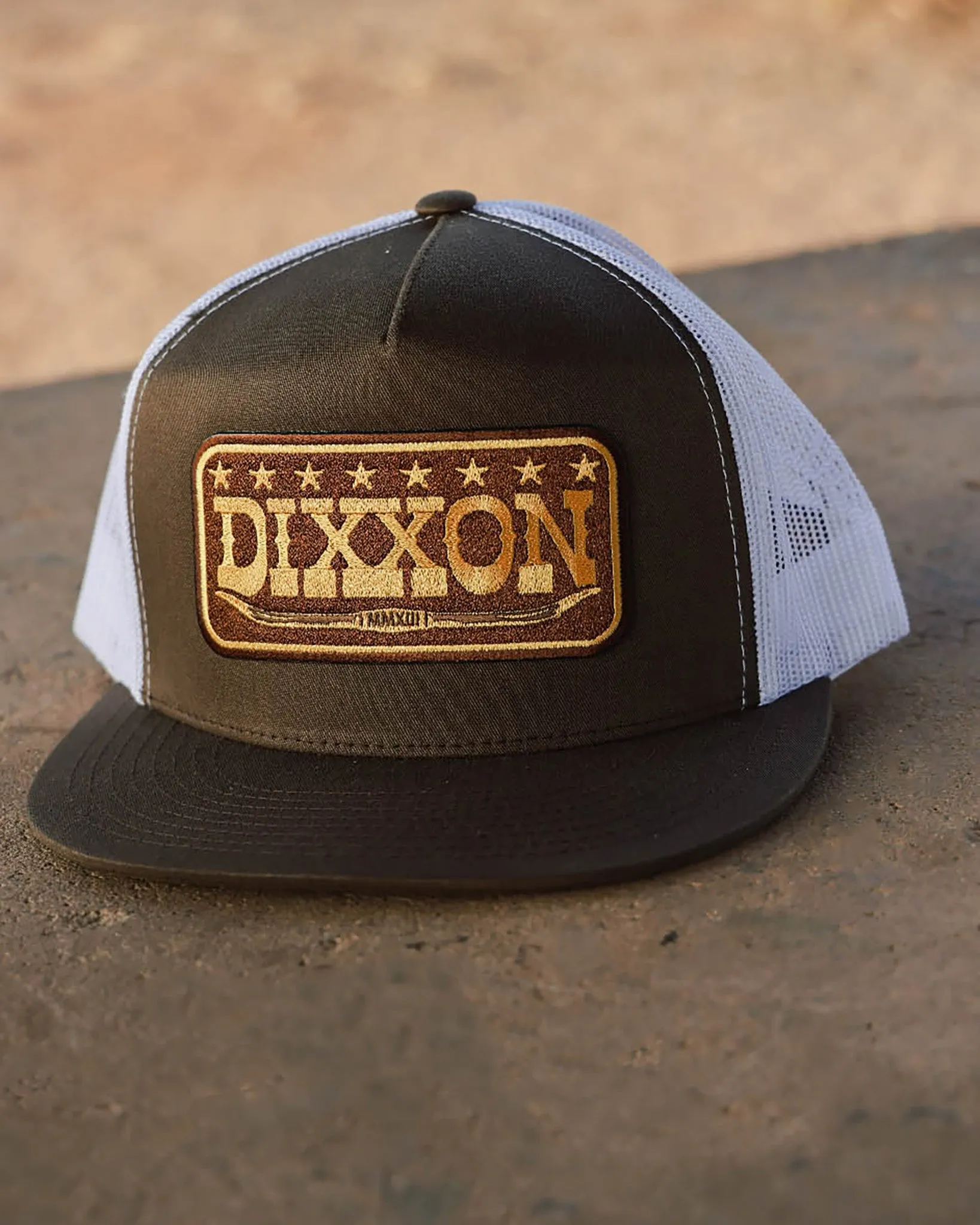Longhorn Flat Bill Trucker Snapback - Brown & Gold sold by Dixxon