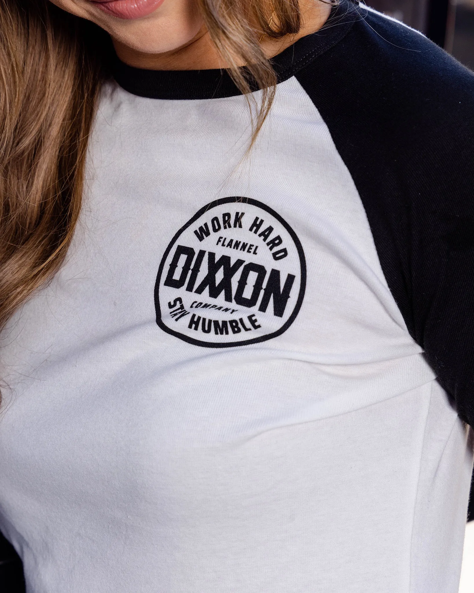 Women's Black Nuevo Corpo Raglan 3/4 Tee - White sold by Dixxon product image thumbnail 3