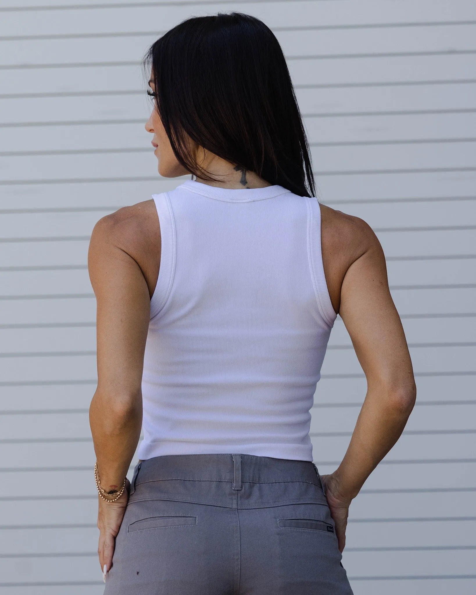 Women's Ribbed Tank - White - One Size sold by Dixxon product image thumbnail 3