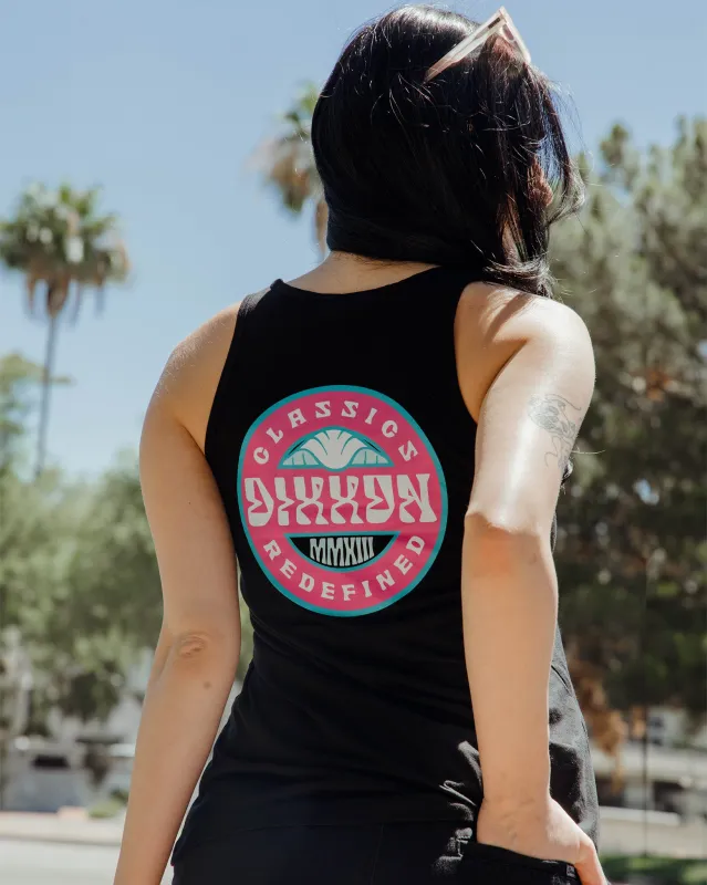 Women's Pink Sunbather Flowy Tank - Black sold by Dixxon