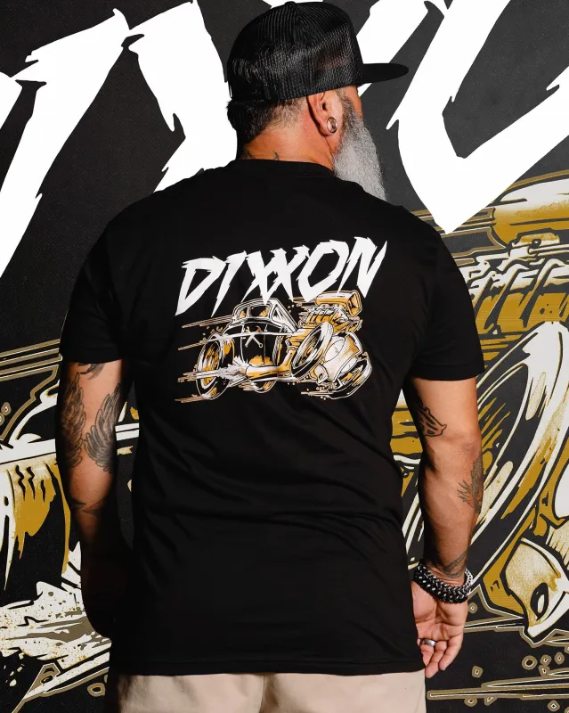 Gold Hot Rod T-Shirt - Black sold by Dixxon