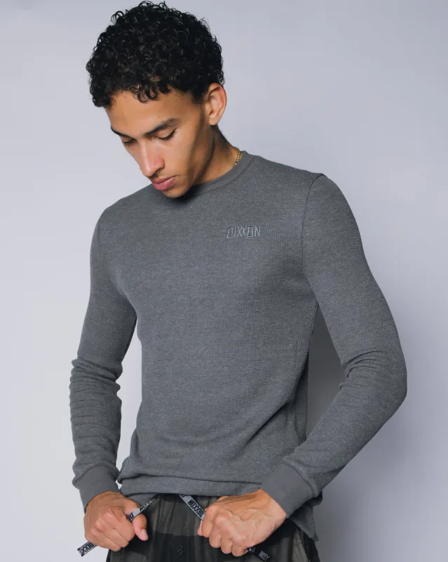 Waffle Knit Long Sleeve T-Shirt - Dark Gray sold by Dixxon