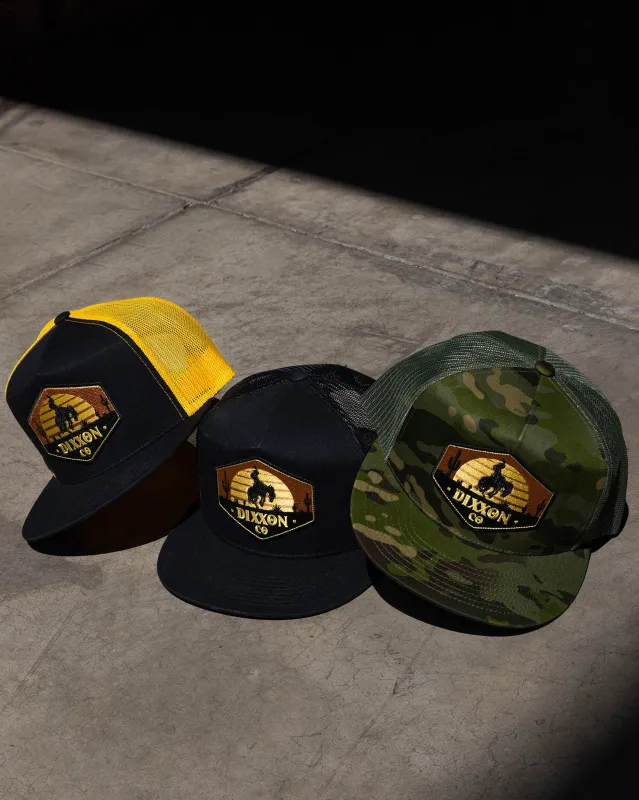 Bronco Flat Bill Trucker Snapback made by Dixxon