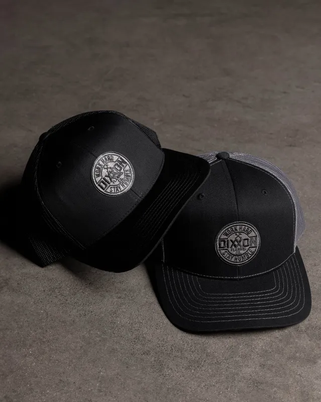 Corpo Curved Bill Trucker Snapback - Black & Gray sold by Dixxon