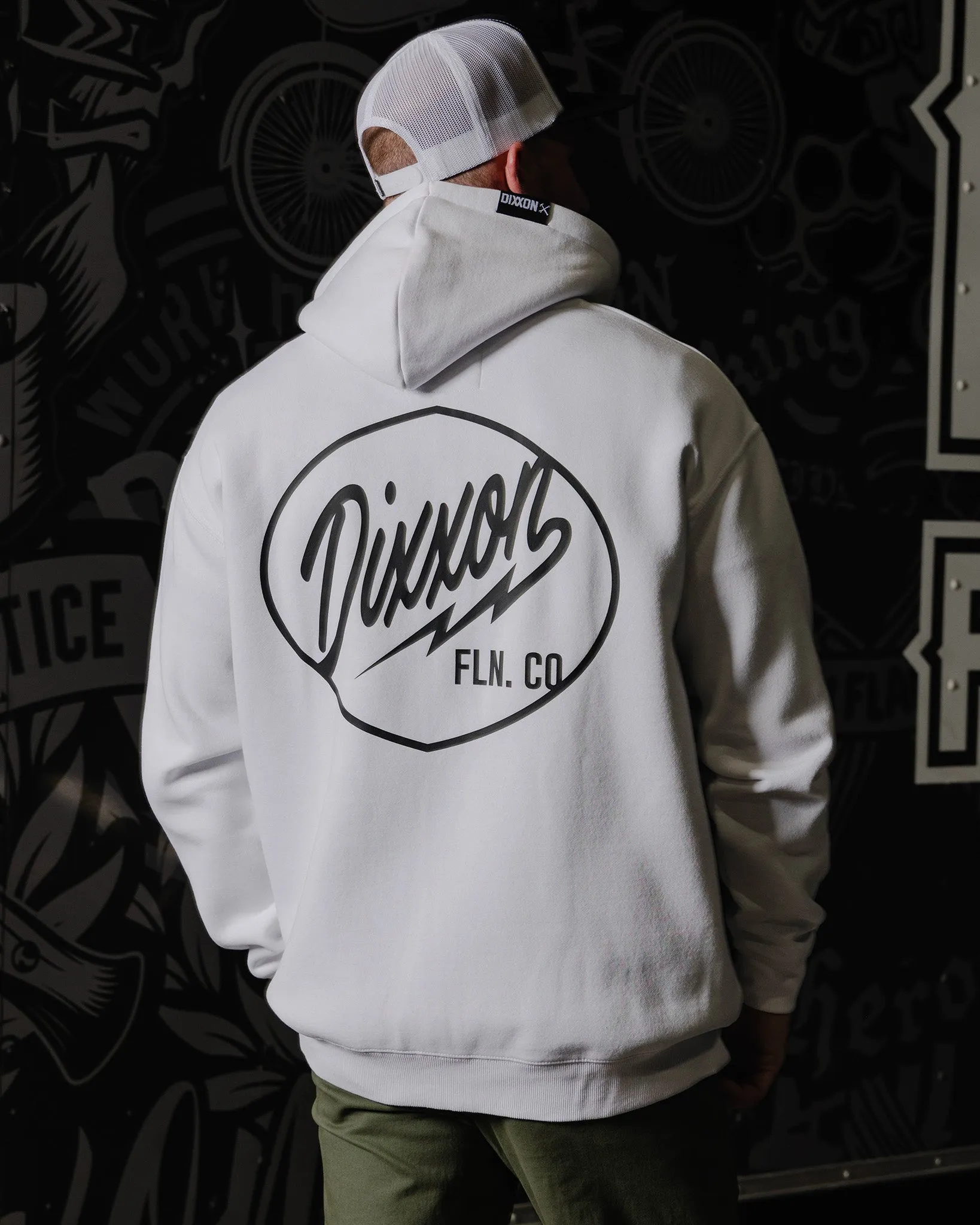 Black Esso Zip Up Hoodie - White sold by Dixxon