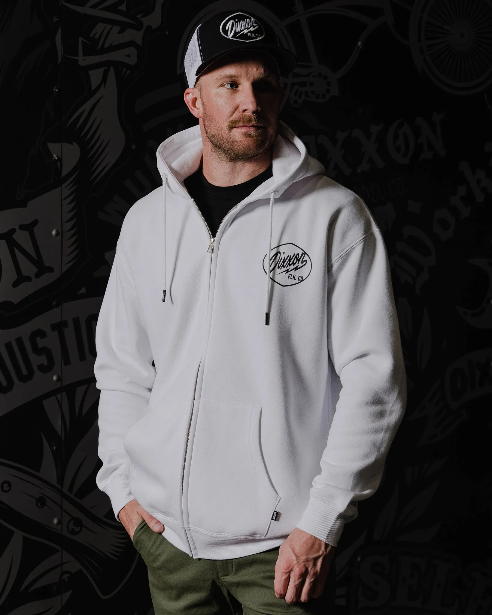 Black Esso Zip Up Hoodie - White sold by Dixxon product image thumbnail 2