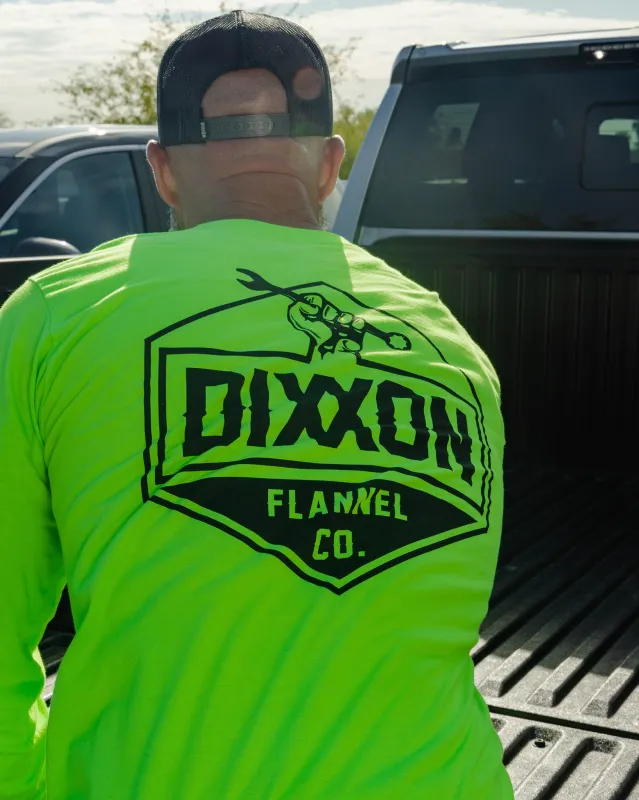 Working Class Hi Vis Long Sleeve T-Shirt - Safety Green sold by Dixxon