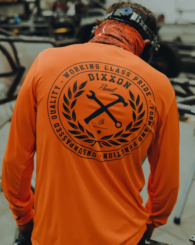 Crested Hi Vis Long Sleeve T-Shirt - Safety Orange sold by Dixxon
