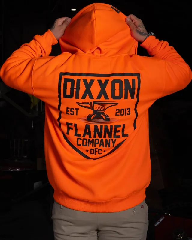 Black DFC Shield Zip Up Hoodie - Safety Orange made by Dixxon