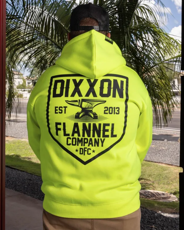 Black DFC Shield Zip Up Hoodie - Safety Yellow made by Dixxon