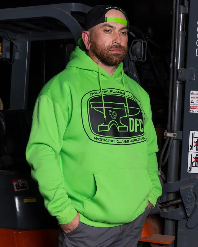 Black Checkpoint Pullover Hoodie - Safety Green sold by Dixxon