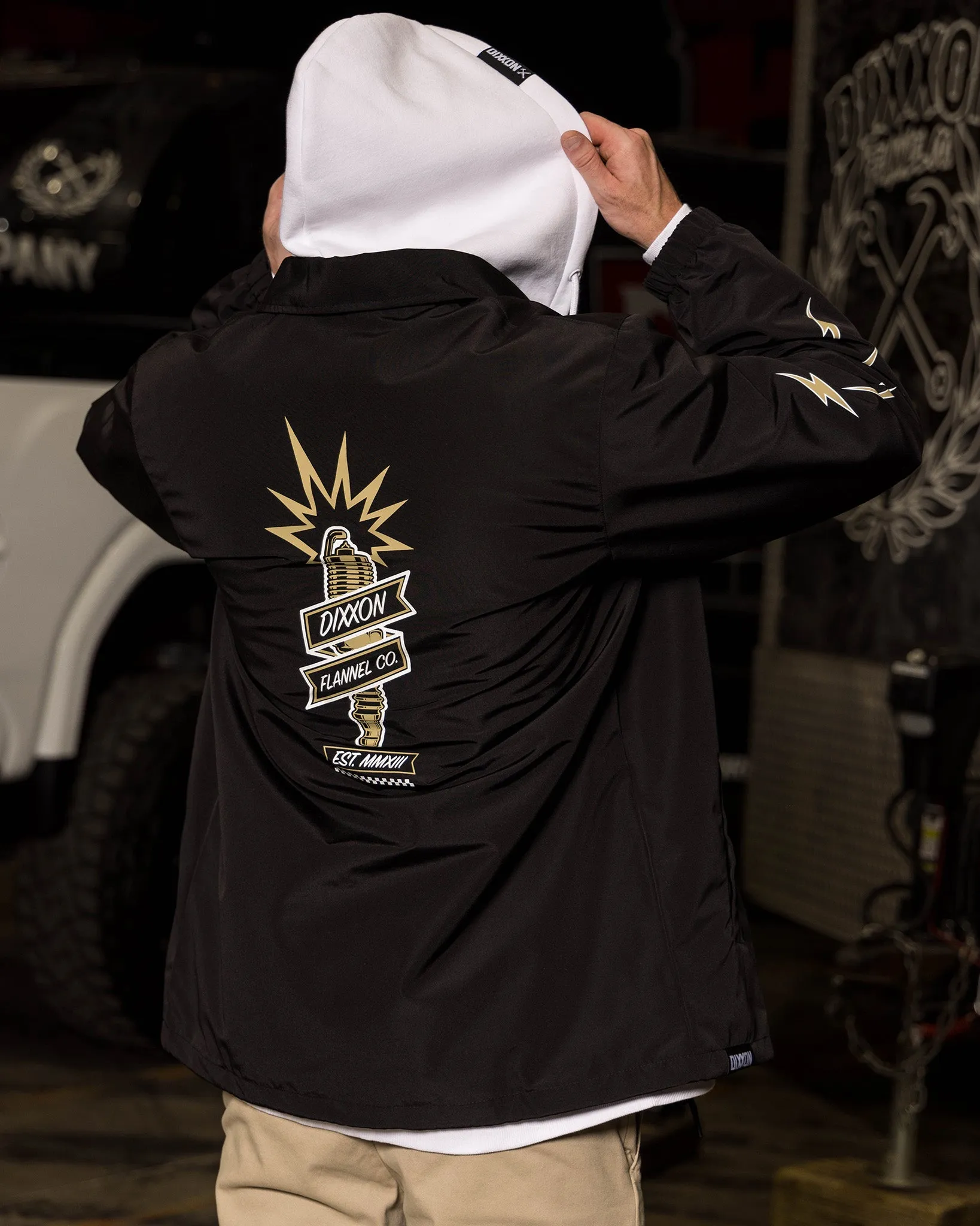 White & Gold Ignite Coaches Jacket - Black sold by Dixxon