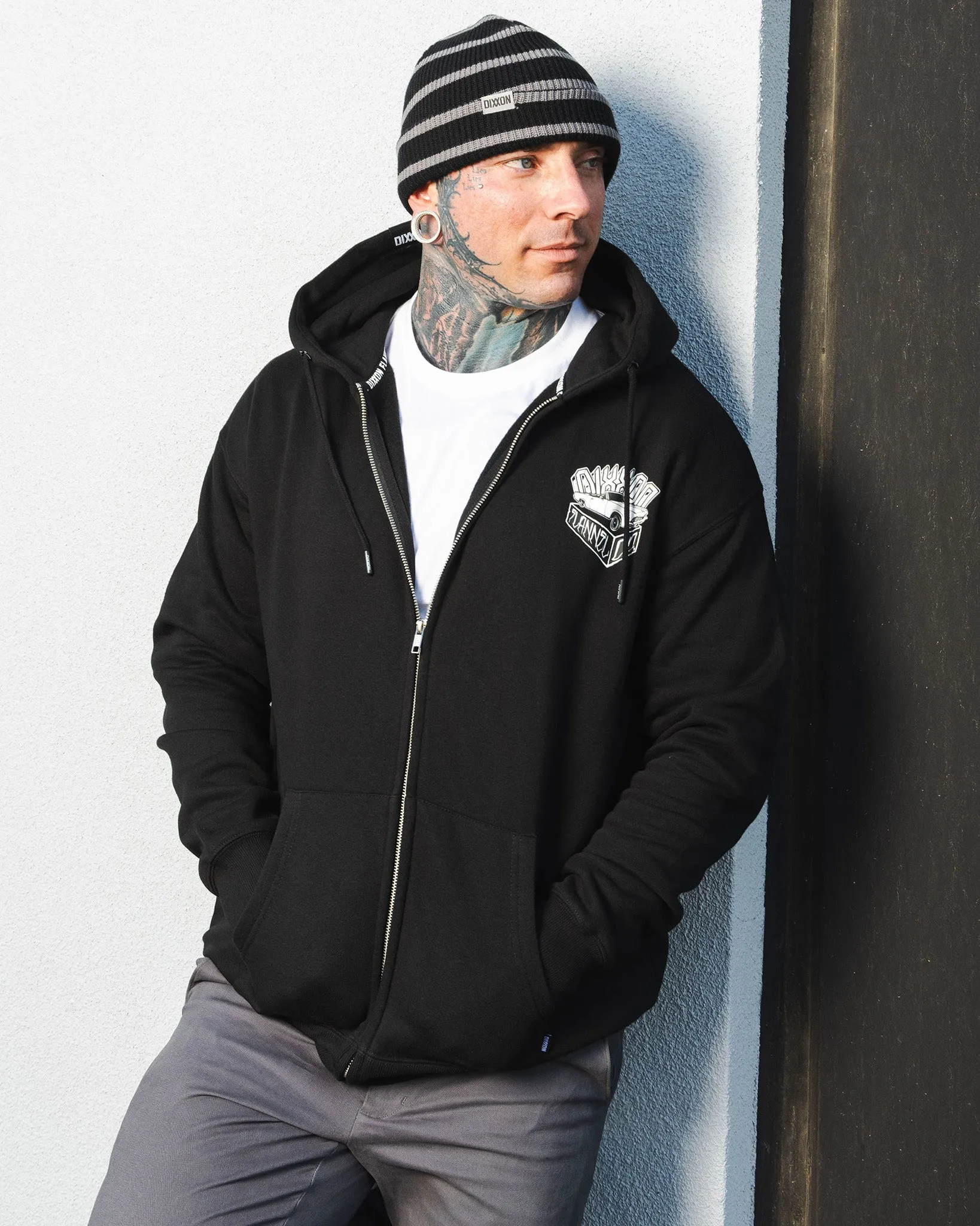 White Block Zip Up Hoodie - Black sold by Dixxon product image thumbnail 4