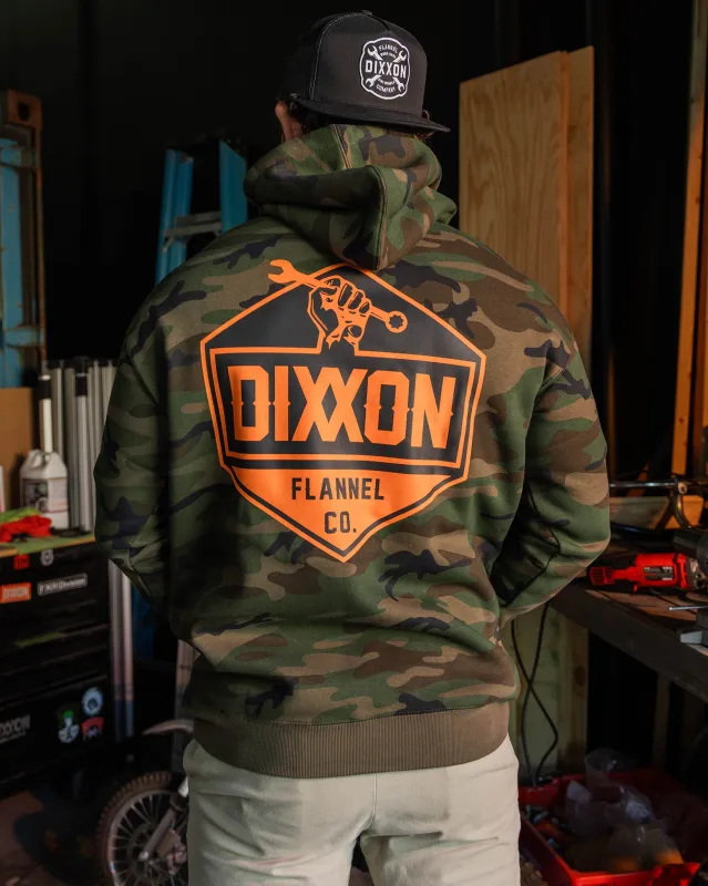Black & Orange Working Class Logo Pullover Hoodie - Green Camo sold by Dixxon