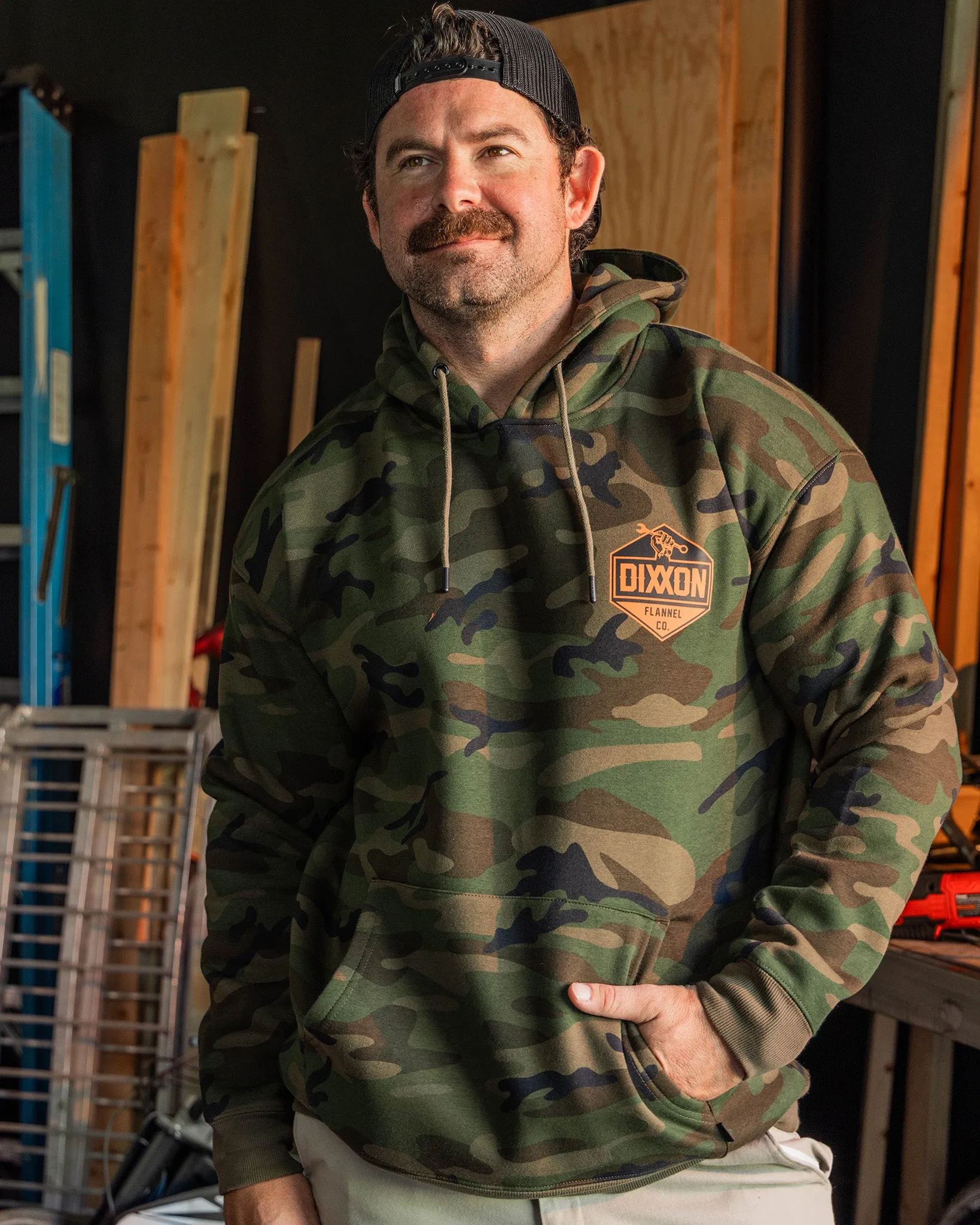 Black & Orange Working Class Logo Pullover Hoodie - Green Camo sold by Dixxon product image thumbnail 5