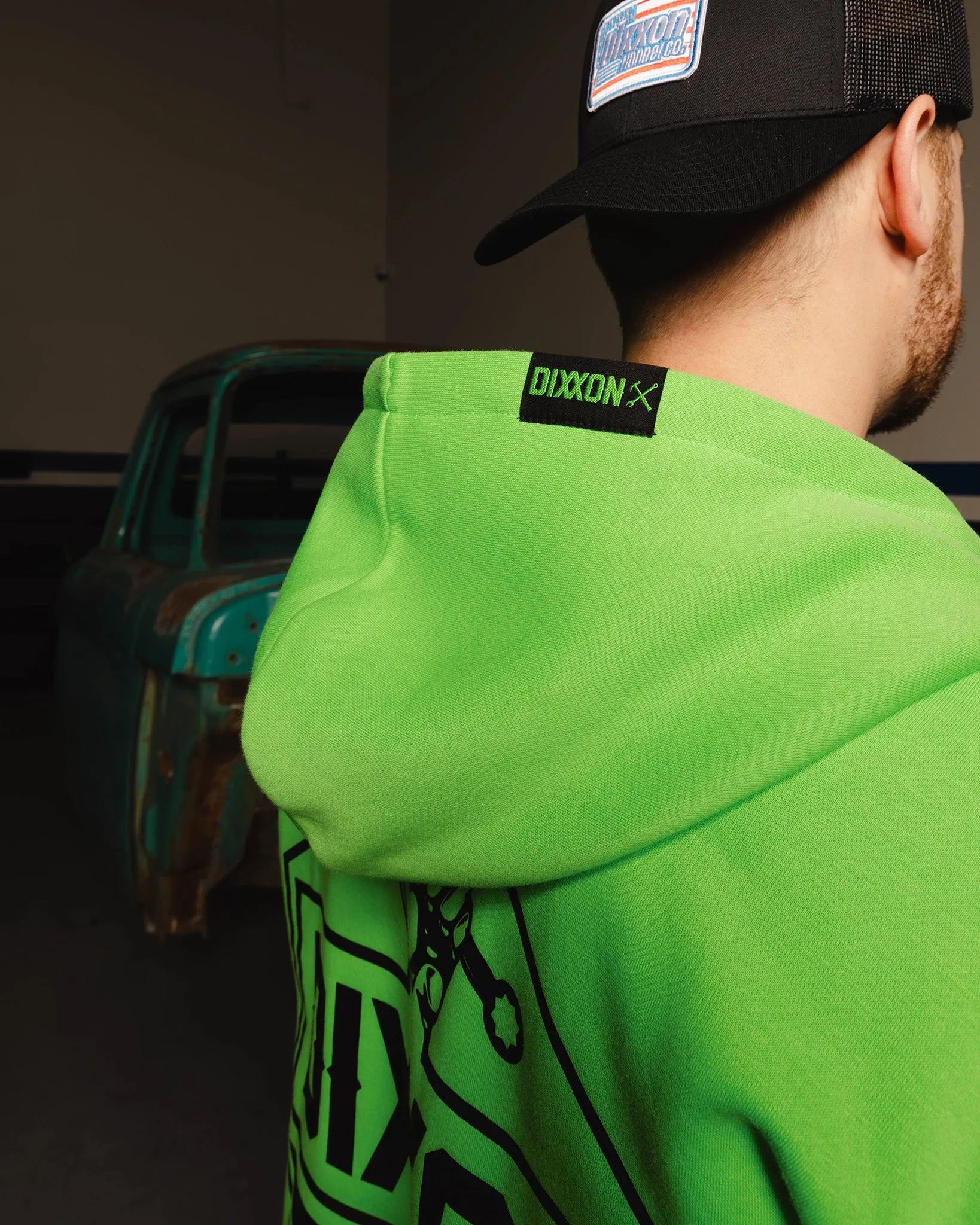 Black Working Class Logo Zip Up Hoodie - Safety Green sold by Dixxon product image thumbnail 3