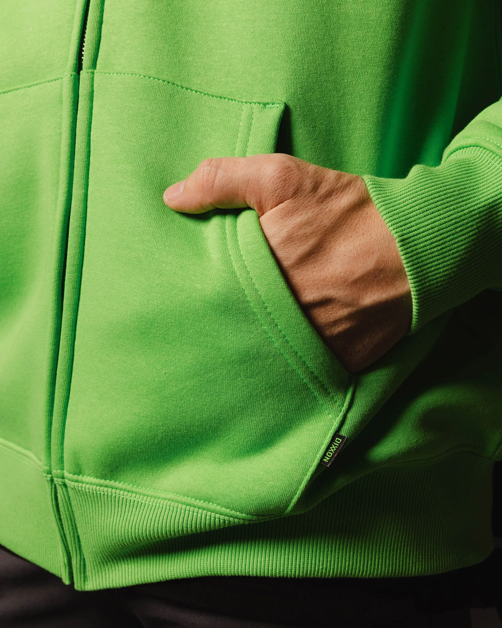 Black Working Class Logo Zip Up Hoodie - Safety Green sold by Dixxon product image thumbnail 4