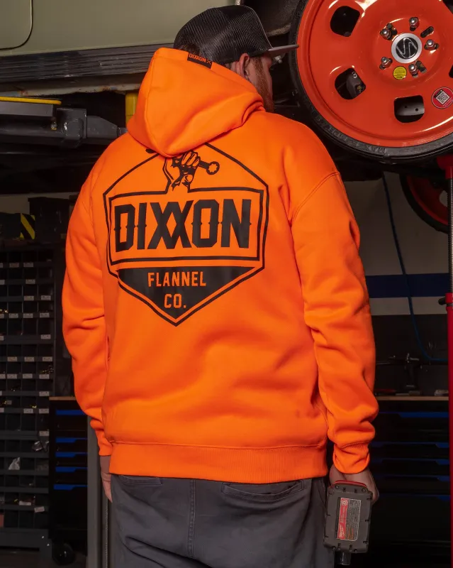 Black Working Class Logo Zip Up Hoodie - Safety Orange sold by Dixxon