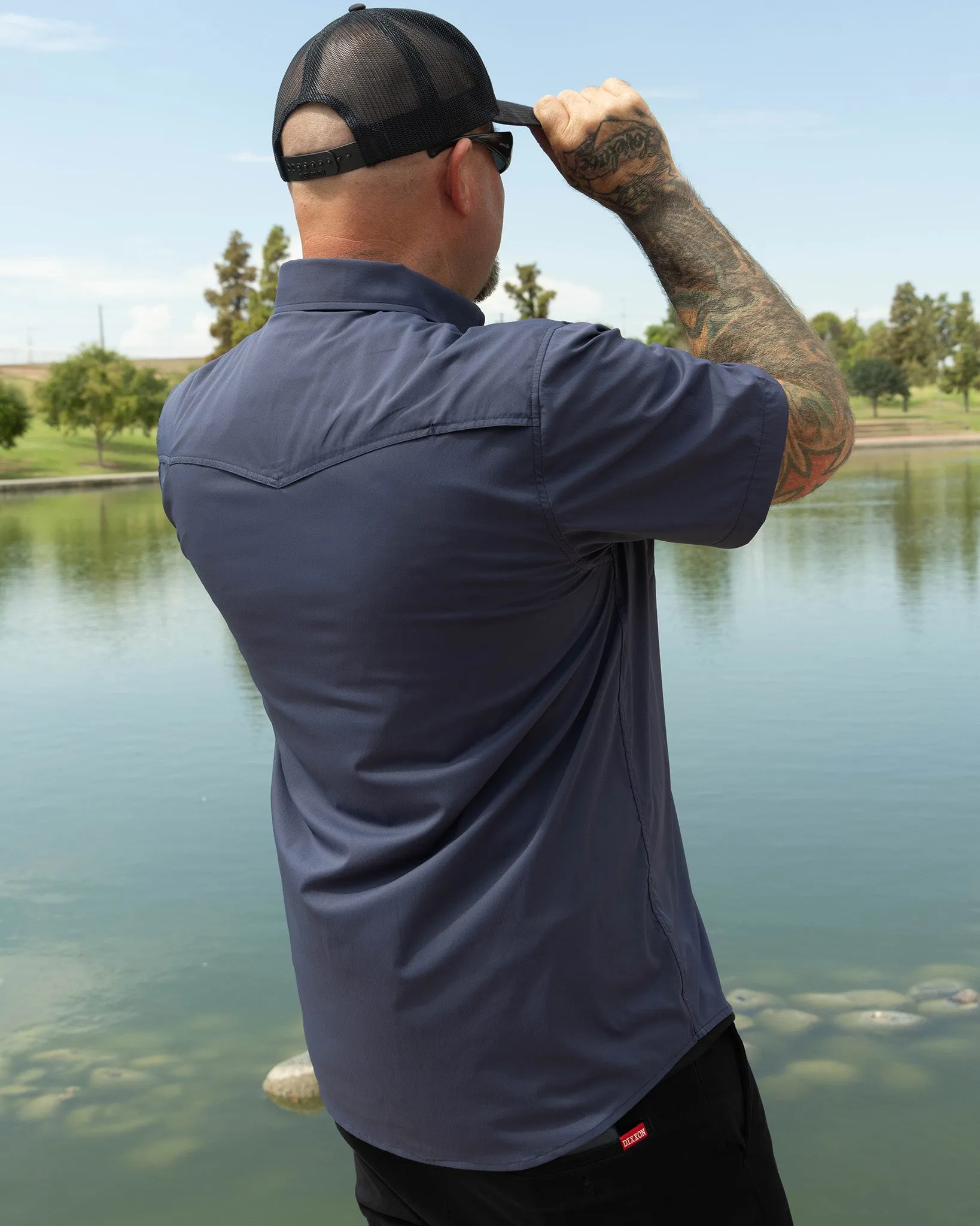 Outdoorsman Performance Short Sleeve - Navy sold by Dixxon product image thumbnail 3