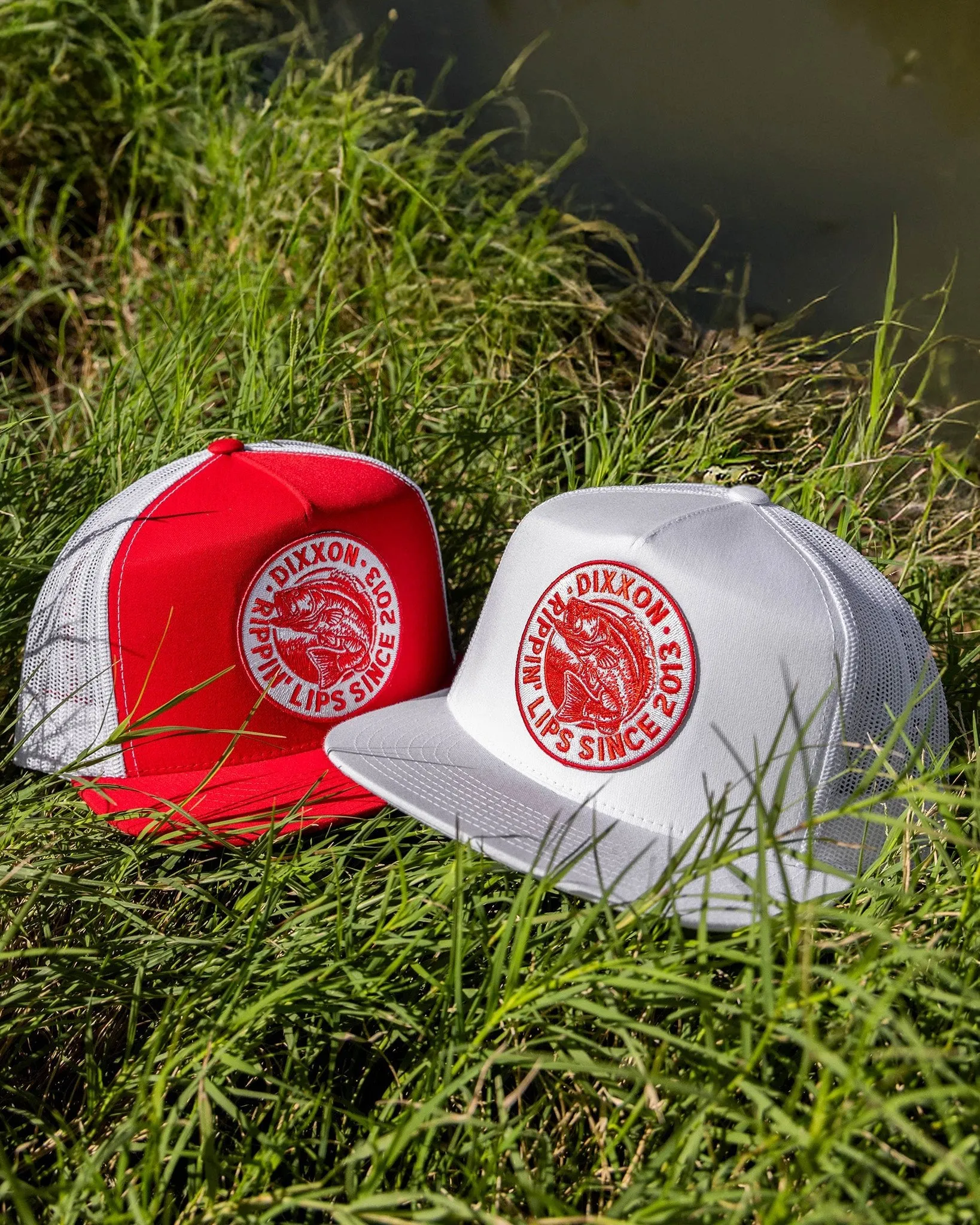 Lip Ripper Flat Bill Trucker Snapback - Red & White sold by Dixxon