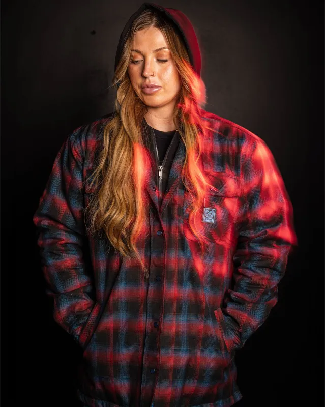 Women's Dimension Hooded Flannel Jacket sold by Dixxon