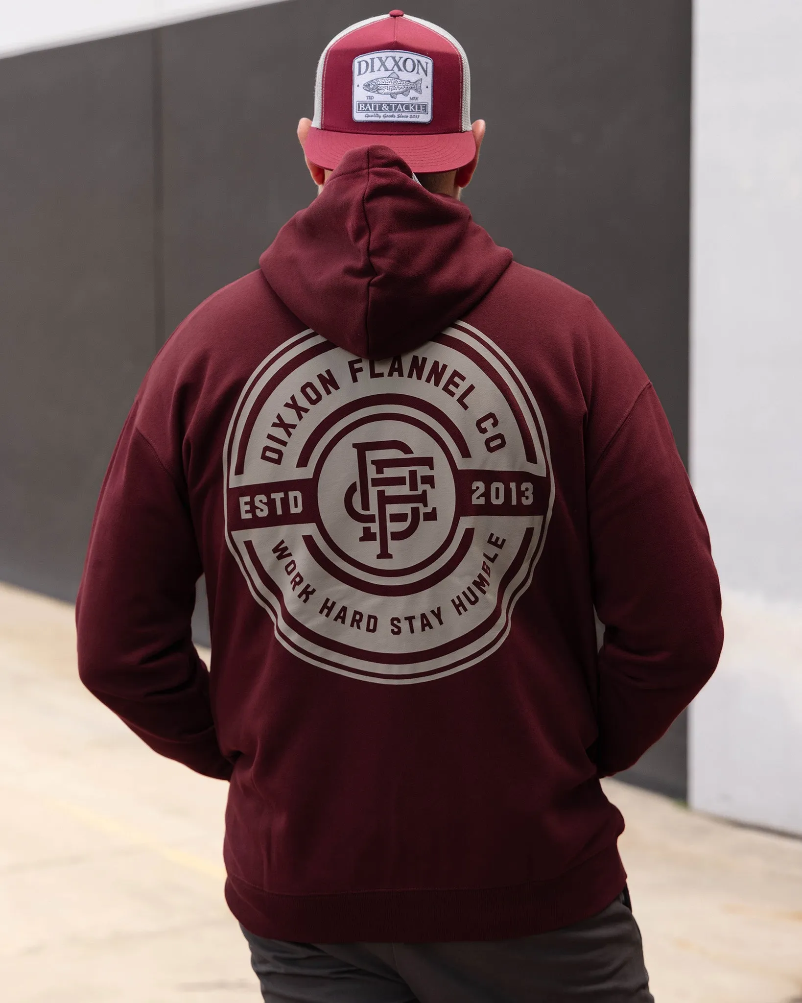 Gray Work Hard Badge Zip Up - Maroon sold by Dixxon product image thumbnail 4